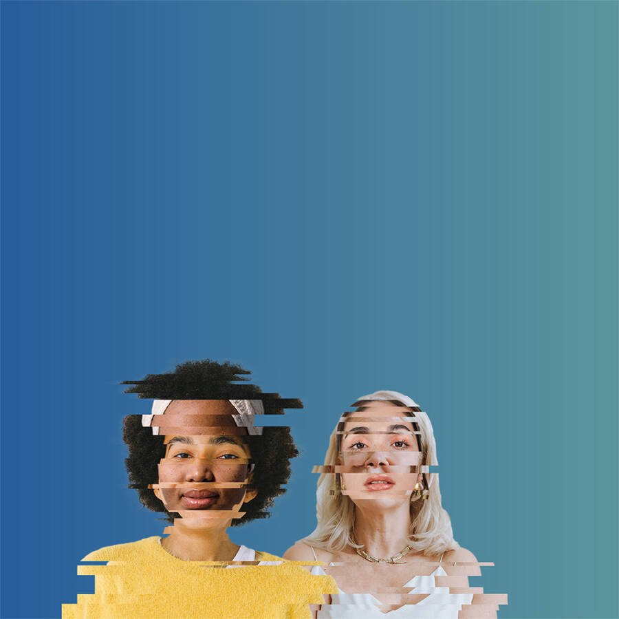 Two people with Body Dysmorphic Disorder and how they may see themselves in a mirror
